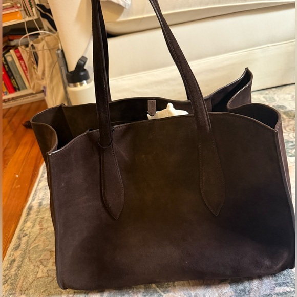 Massimo Dutti Split Suede Leather Maxi Icon Tote Bag in chocolate brown - Picture 7 of 7